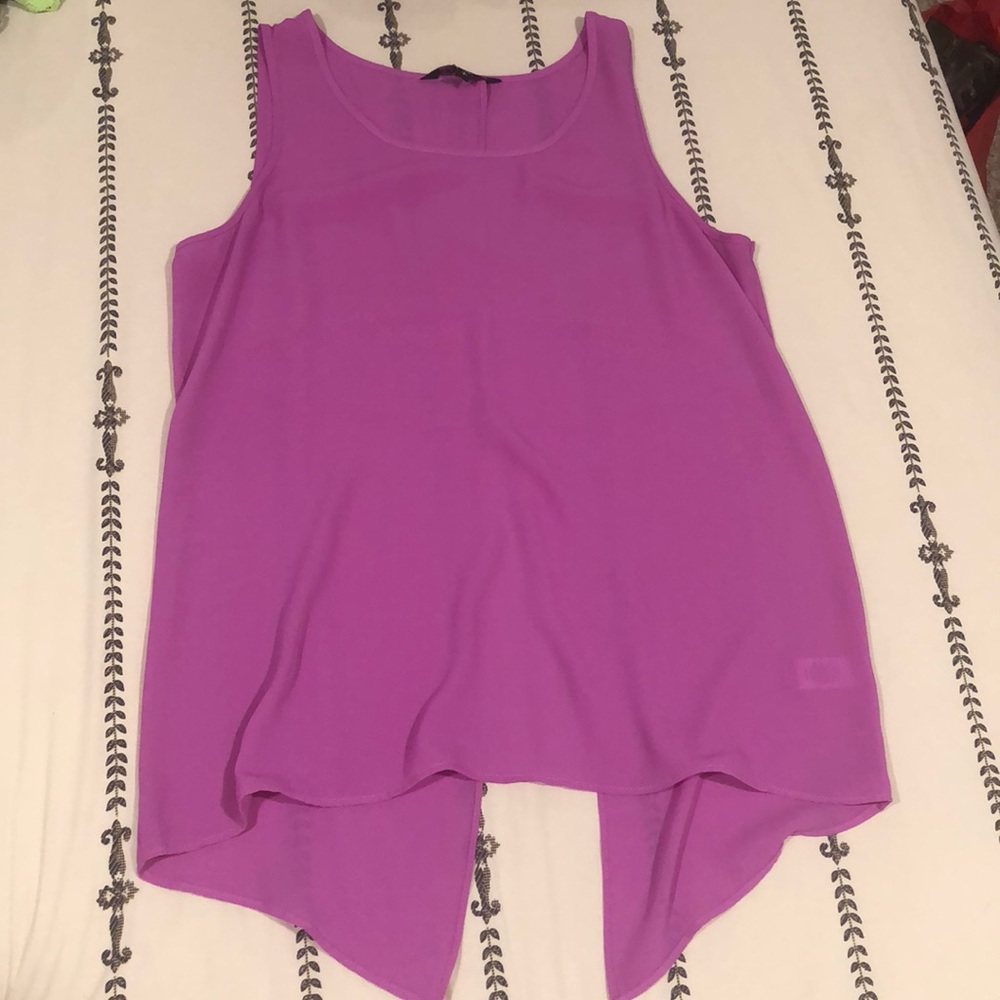 Express split back purple chiffon top